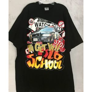 Old School Gangsta Watch Out  Police 3D T-Shirt Black Short Sleeve size 3XL Tall